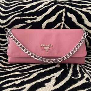 Prada Pink Saffiano Wallet on Chain - Fits iPhone